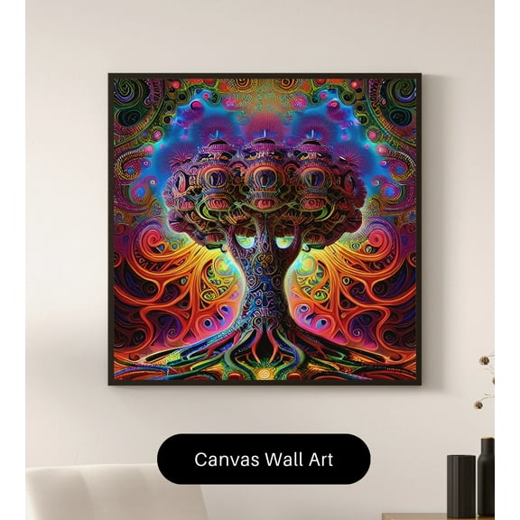 The Colorful Copse - Psychedelic Tree Canvas Wall Art