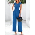 thumbnail image 3 of PRETTYGARDEN Summer Jumpsuits for Women Dressy Ribbed Cap Sleeve Wide Leg Pants Rompers Elegant Casual One Piece Outfits, 3 of 8