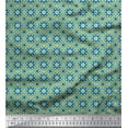 thumbnail image 1 of Soimoi Blue polyester Crepe Fabric Floral & Circle Geometric Printed Craft Fabric by the Yard 52 Inch Wide, 1 of 3