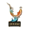 thumbnail image 3 of kowaku Feng Shui Carp Sculpture Decorative Statue Resin with Waves Gift Carp Ornament Feng Shui Chinese Carp for Office Living Room, 3 of 9