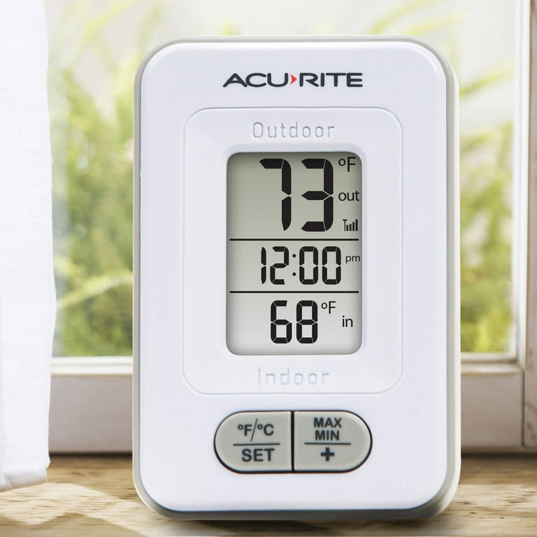 AcuRite Wireless Digital Thermometer for Indoor and Outdoor Temperature  with Clock White/Black 00835SBL - Best Buy