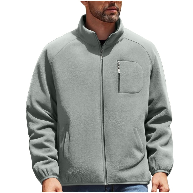 Donemore Men's Sporty Solid Windbreaker Jacket, Zipper Pockets