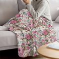 thumbnail image 3 of Light Pink Spring Floral Blanket Soft Cozy Warm Throw Blanket for Couch, Plush Fuzzy Flannel Fleece Blankets for Sofa, Vintage Summer Botanical Bed Blankets Lightweight Gifts for Women, 40"x50", 3 of 9