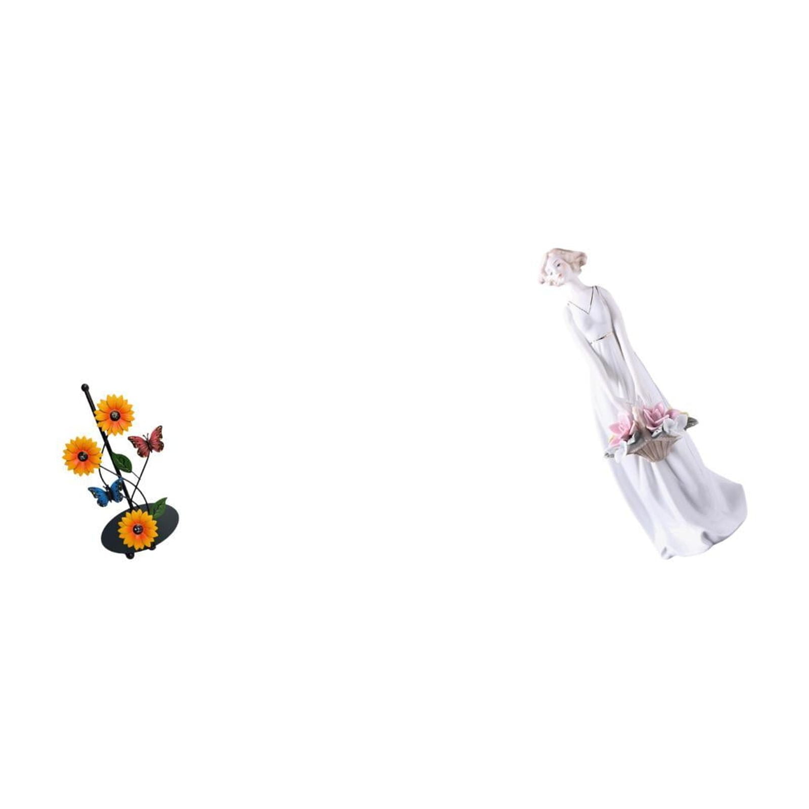 Fiocias Ceramic Paper Towel Holder with Porcelain Girl Figurine Modern Nordic Lady Statue Tissue Dispenser for Home Shelf Desk Cabinet Decoration
