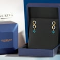thumbnail image 5 of Gem Stone King 925 Silver and 10K Yellow Gold London Blue Topaz and Lab Grown Diamond Dangle Earrings for Women | 1.46 Cttw | Gemstone November Birthstone | Round 5MM, 5 of 6