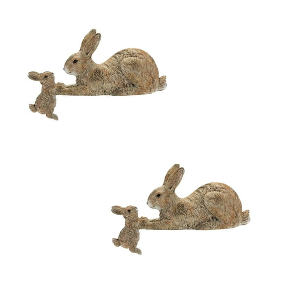 Melrose Mother Rabbit with Bunny Figurines - 8.75" - Brown and White - Set of 2