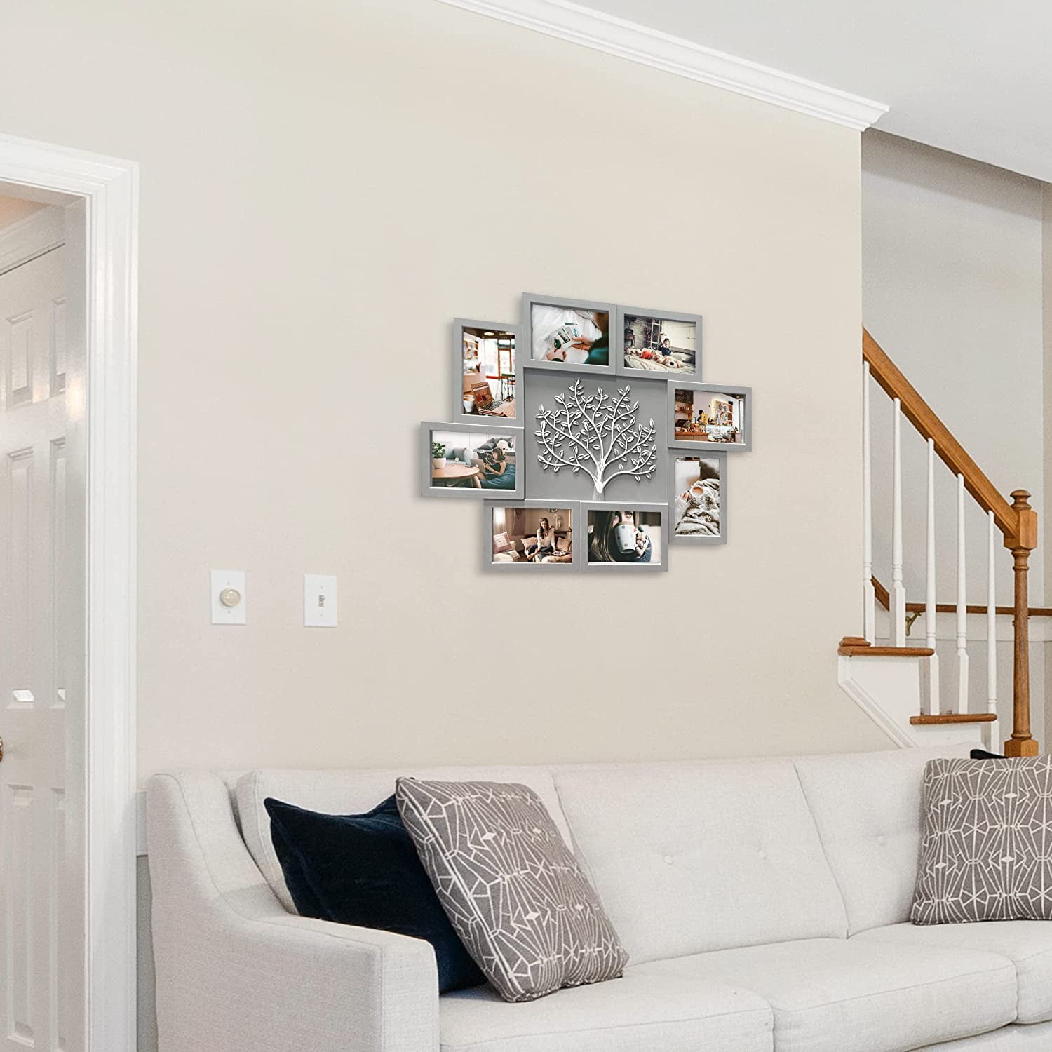 8 Gray Picture Collage Frames for Wall 4x6 Photo Frame Collage with Tree Decor Collage Picture Frames