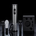 thumbnail image 2 of Rechargeable Electric Wine Opener Set in Matte Black, 1-Touch Automatic Cork Removal with Charging Base, Aerator, Foil Cutter & Vacuum Stoppers, 2 of 9