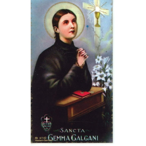 Autom St. Gemma Galgani - Relic Laminated holy card - Blessed by Pope Francis, 4.25 Inch x 2.5 Inch