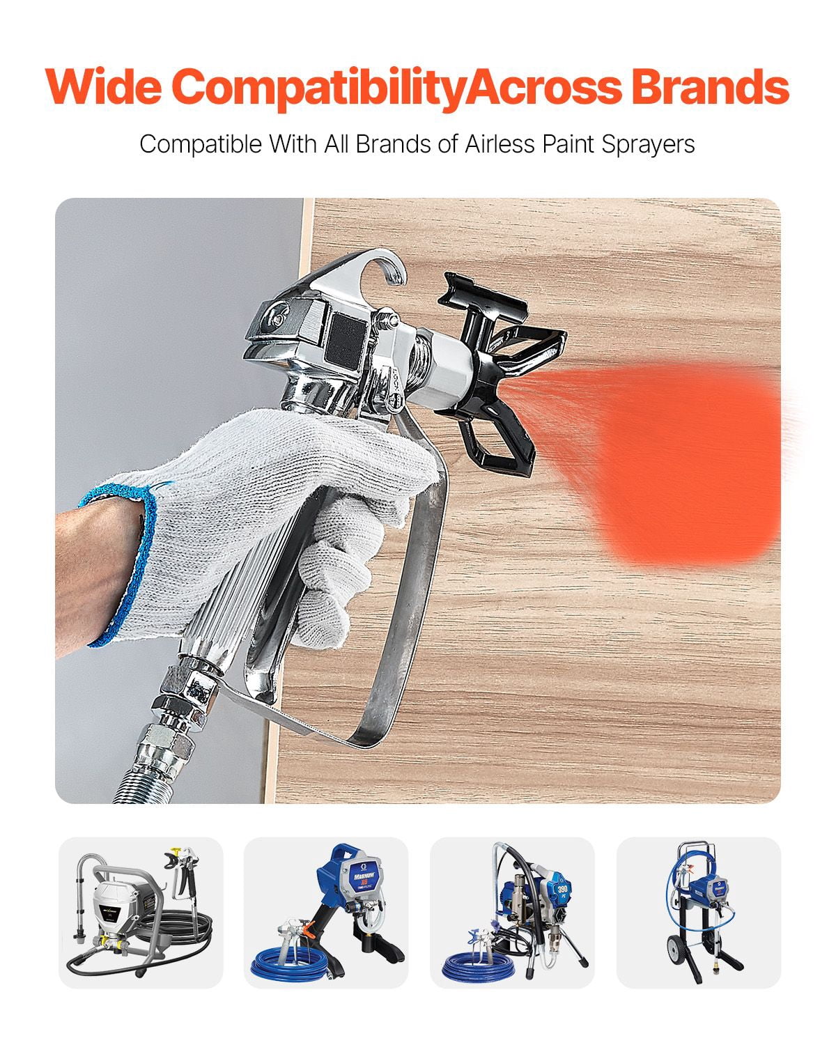 Airless Paint Sprayer Gun Compatible with 517 Nozzle, Professional Grade Efficient Spraying, Multi-Brand Compatible Paint Spray Gun for Home DIY Pro