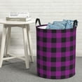 thumbnail image 7 of KLL Purple Black Plaid Waterproof Foldable Laundry Hamper Bucket with Handles for Storage Bin,Kids Room,Home Organizer (Small ), 7 of 7