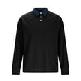 thumbnail image 4 of GuangCheng Mens Corduroy Shirts,Long Sleeve,Casual Tops,with Chest Pocket,Lapel Collared Design,Comfort Tops,Black,Size 4XL, 4 of 9
