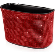 Car Trash Can Bling Crystal Auto Storage Pockets,100% Leak Proof Car Trash Container Bin Car Garbage Bag Hanging for Backside/Gearshift/Center Console