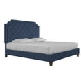 Novogratz Eloise Upholstered Platform Bed Frame with Tall 56" Button