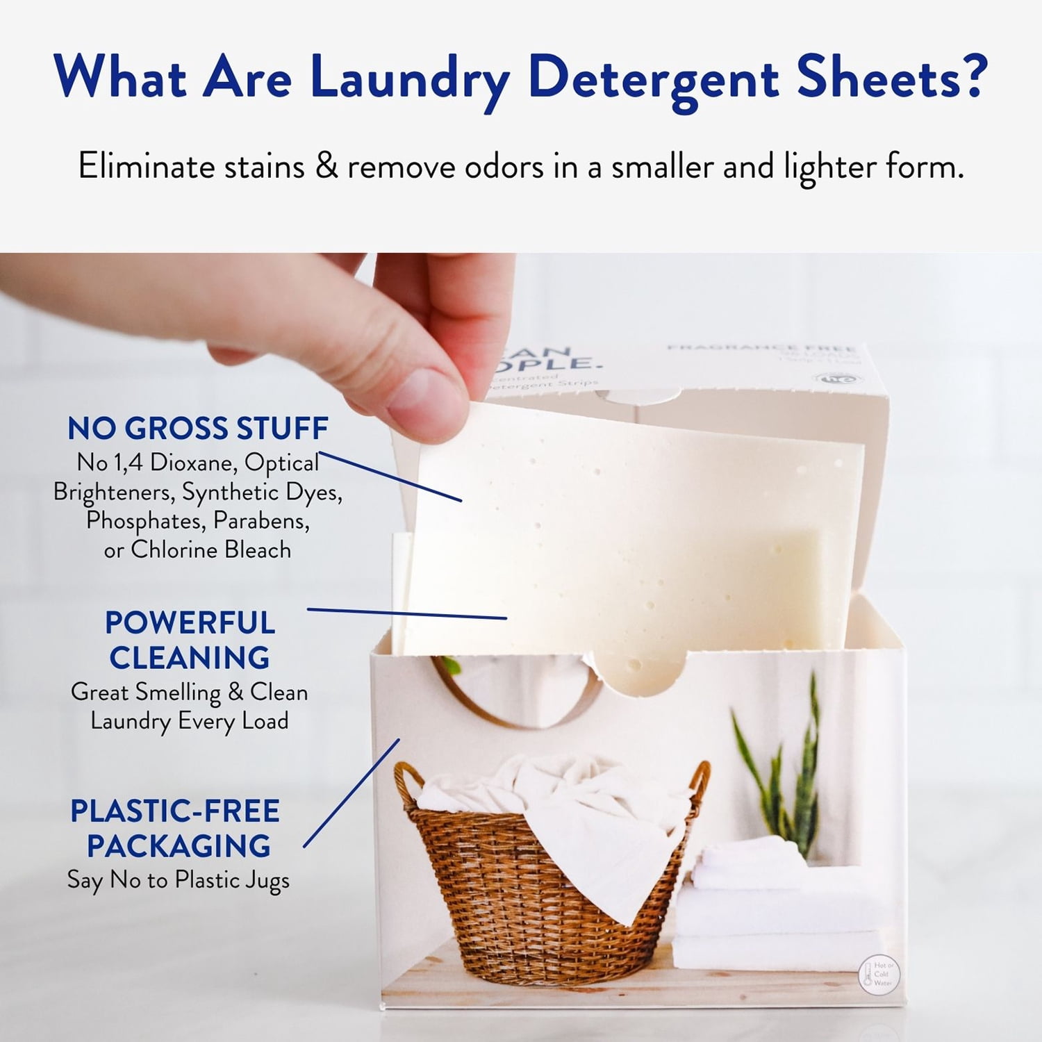 Clean People Laundry Detergent Sheets- Clean Ingredients, Ultra Gentle - Baby (Unscented), 96 Pack