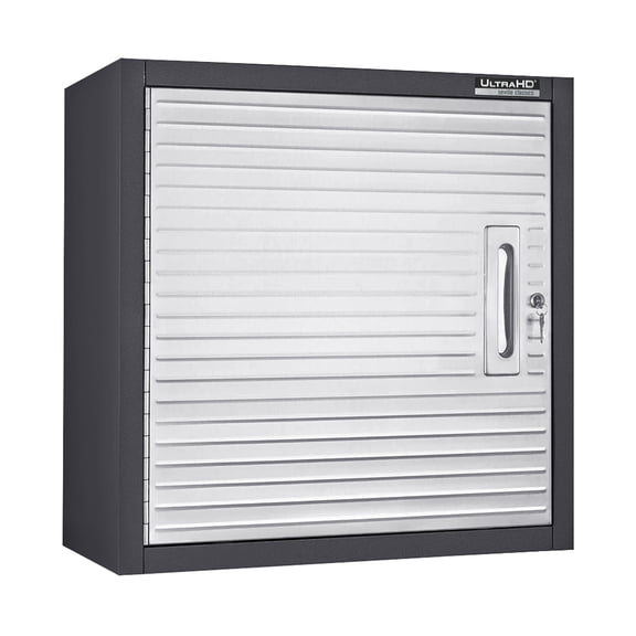 Seville Classics UltraHD Solid Steel Lockable Wall Cabinet Organizer, w/ Adjustable Shelf, Graphite, 24" W x 12" D x 24" H
