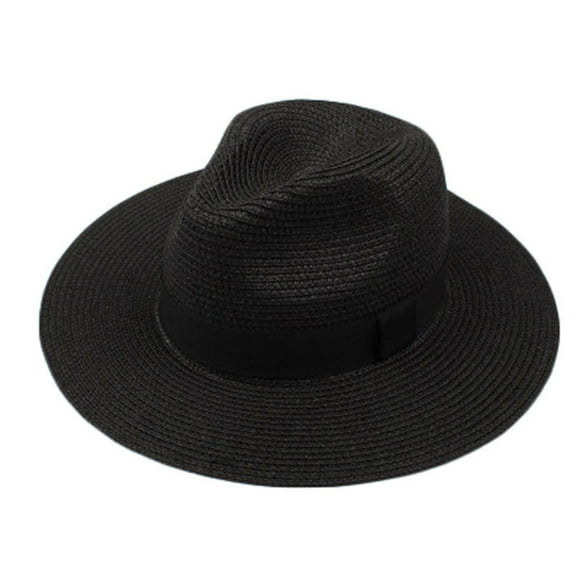 CEHVOM Chapeau de Paille Unisexe Grand Pare-Soleil Panama Enroulable Fedora Chapeau de Soleil de Plage