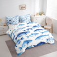 thumbnail image 2 of Castle Fairy Watercolor Spotted Fish Queen Bedding 7pcs,Washed Blue Aquatic Seamless Graphic Bedding Comforter Set Queen,Pale Azure,Reversible, 2 of 7