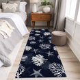 thumbnail image 5 of Seaweed Starfish Shell Washable Runner Rugs 2'x6', Coral Marine Life Navy Blue Low Pile Throw Entryway Rug Non-Slip Sturdy Edge Binding Carpet for Indoor Bedside Entrance Bedside, 5 of 9
