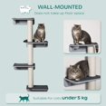thumbnail image 3 of Light Grey Wall-Mounted Cat Shelf Climber - 4 Platforms & 3 Scratching Posts for Living Room, Bedroom & Small Spaces - Durable MDF Cat Tree, 3 of 7