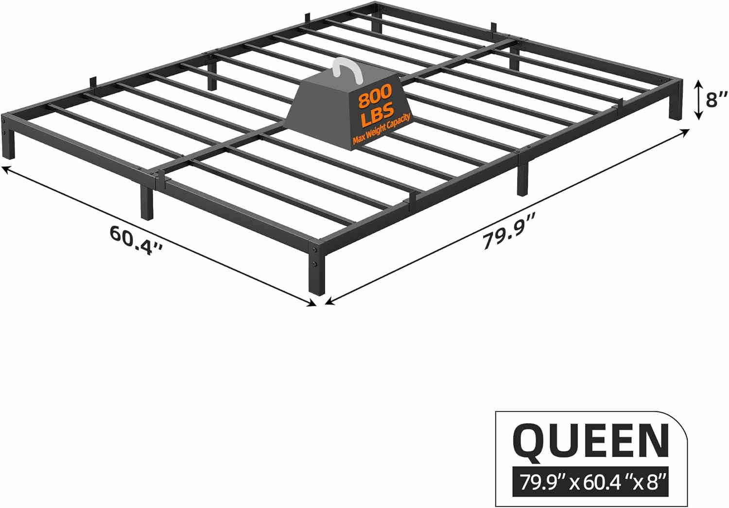 Twin/Full/Queen/King Size Bed Frame with Storage, 6"/8"/10"/14" Metal Platform Bed Frame, No Box Spring Needed, Steel Slat Support, Easy Assembly, Dur-able Bed Frame