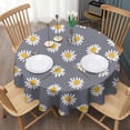 thumbnail image 3 of Daisy Floral Flower Yellow Round Table Cloth,Wrinkle Resistant Table Cover with Polyester,Waterproof Reusable Tablecloth for Kitchen Picnic Party (Round,60x60inch), 3 of 6