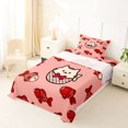 thumbnail image 3 of Manfei Cute Bowknot Cat Twin Sheets, Cartoon Fish Bedding, Pink Red, 3-Piece, 1 Flat Sheet, 1 Fitted Sheet and 1 Pillowcase, 3 of 6
