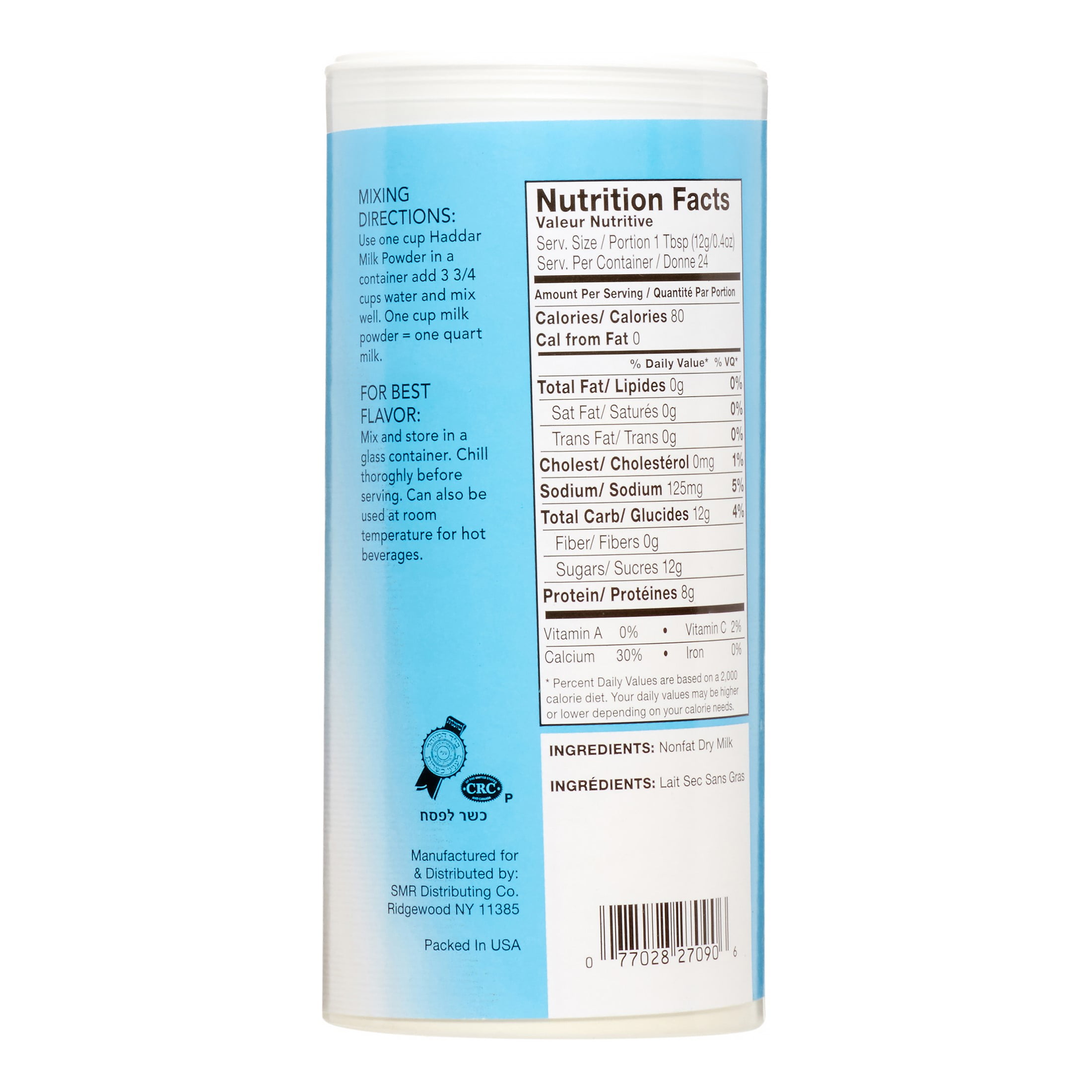 Haddar Kosher Dairy Milk Powder - Passover - 10 OZ