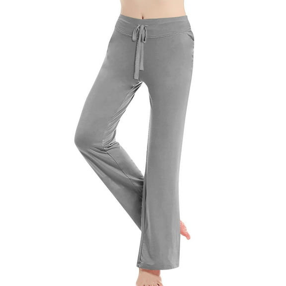 Fesfesfes Girls Loose High Waist Wide Leg Pants Workout Leggings Casual Trousers Yoga Gym Pants Comfortable Fit 4-14 Years(Gray,7 Years)