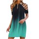 thumbnail image 1 of Vestido halter de metal con hombros descubiertos estampado de manga corta de moda sexy para mujer Fridja  qw1664, 1 of 5