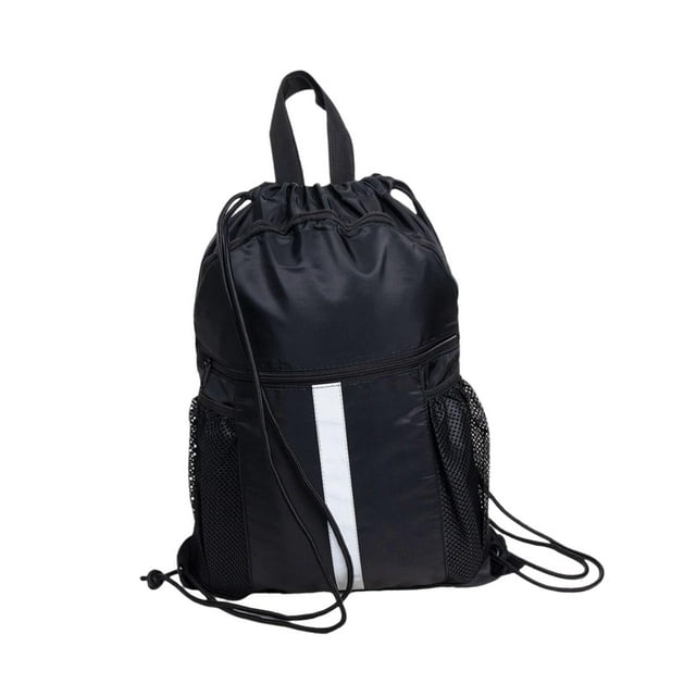 Mochila con cordón y compartimento para zapatos, bolso de viaje sencillo, mochila informal para el día a día. Negro
