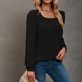 thumbnail image 6 of TKLPEHG Womens Blouse Crew Neck Pleated Tunic Tops Casual Fashion Solid Color Fall Tops Comfy Lightweight Long Sleeve T Shirt Loose Blouses Pullover (Black,M), 6 of 6