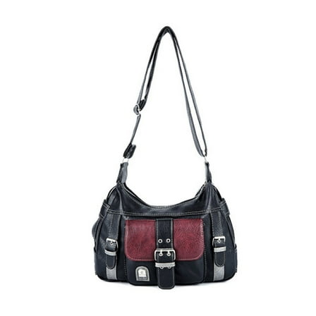 Women's Shoulder Bag Color-Block Messenger Bag PU Commuter Bag for Daily