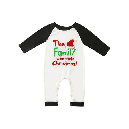 

Family Matching Christmas Pajamas Letter Santa Hat Pattern Long Sleeve Tops and Plaid Pants Baby Romper Nighty Sleepwear Outfit