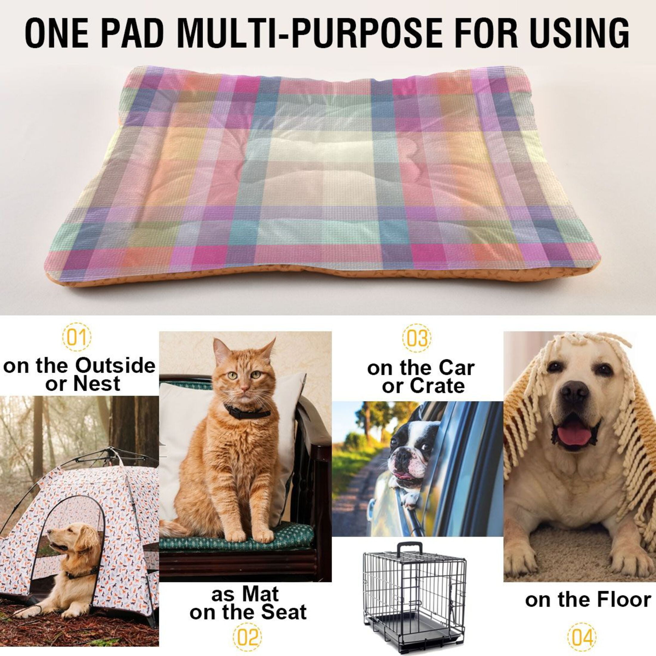 Cozy Mat Pet Bed Indoor Outdoor Warm Soft For Cat Dog Puppy(S/M) Vibrant Pastel Hues