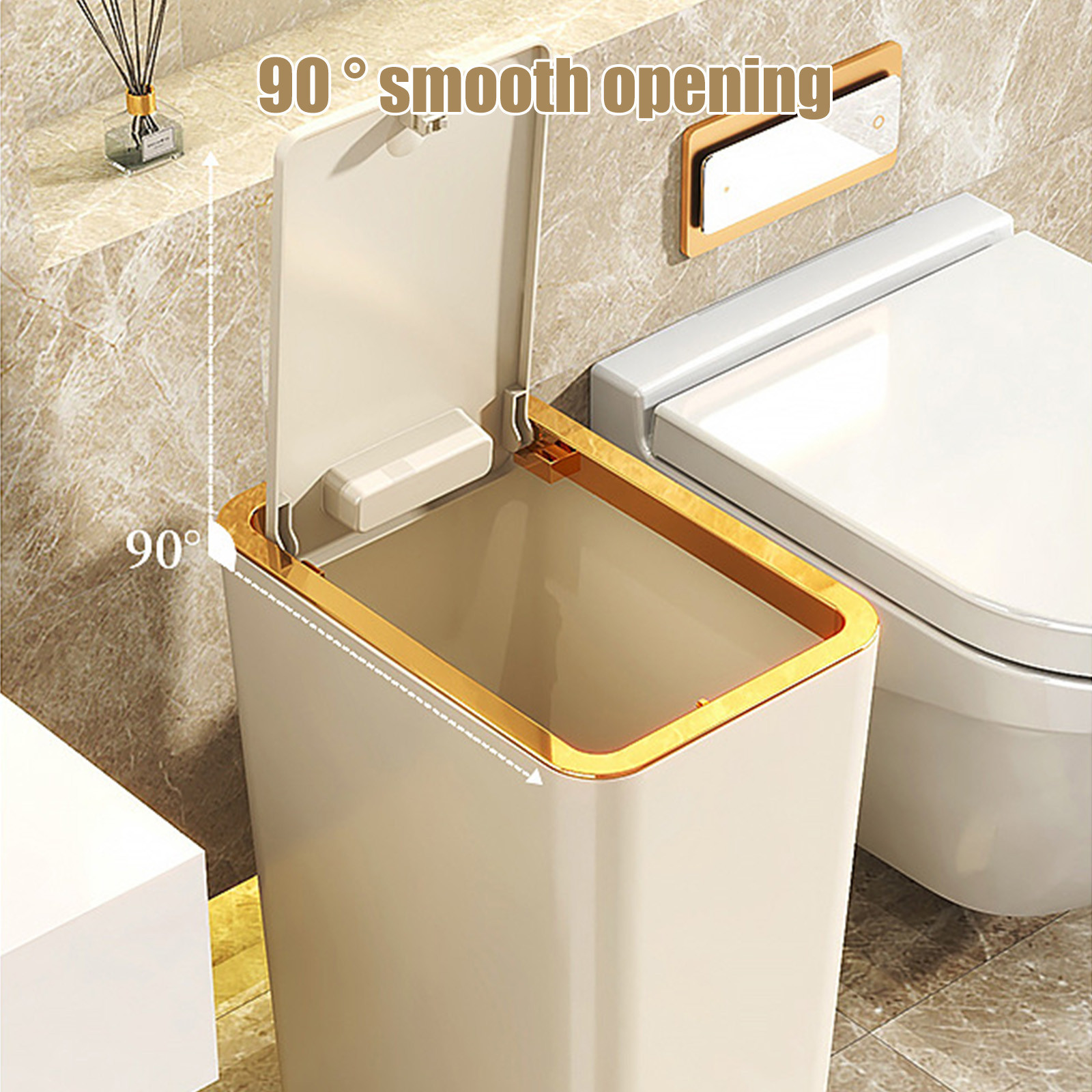 Kitchen Trash Can, Step-On Garbage Can with Lid, Tall Kitchen & Bathroom Trash Can, Small Office Waste Bin, Yellow - Xuniizn