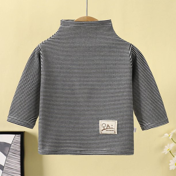 Blusas y camisas de manga larga con cuello redondo para niños, blusas de invierno de color liso con cuello redondo y manga larga para niñas, top de poliéster