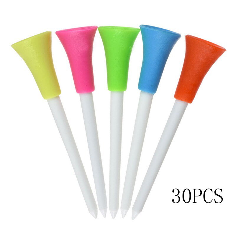 30pcs/lot Multi Color Plastic Golf Tees Rubber 83mm Cushion Top Golf
