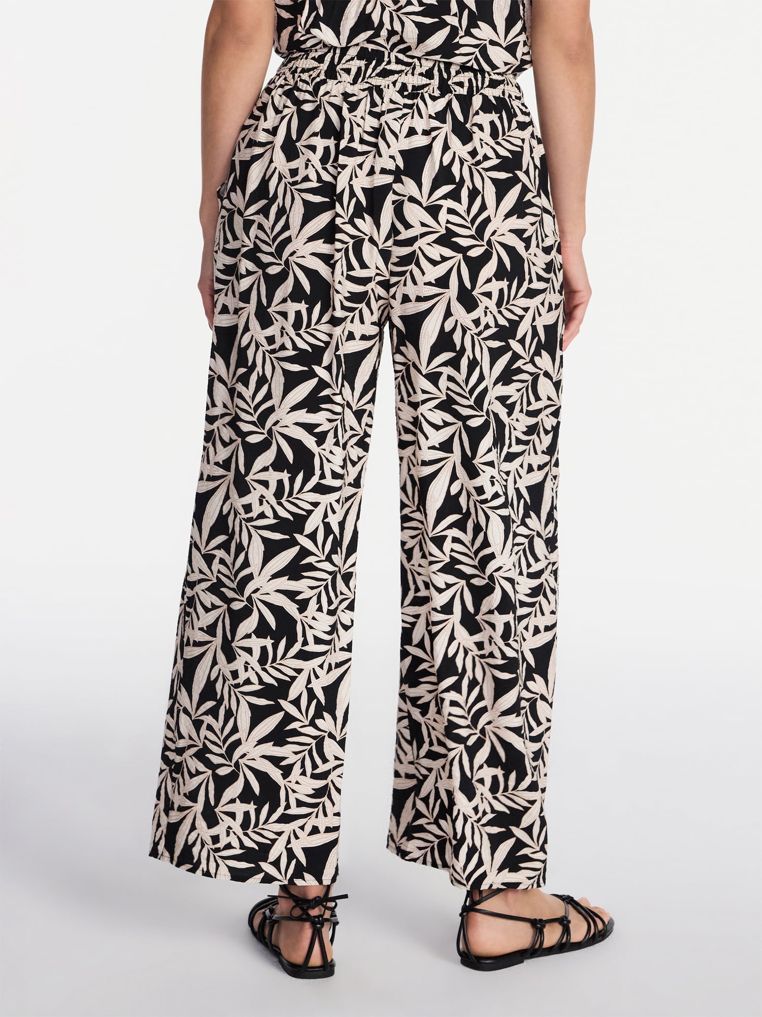 Time and Tru Women's Wide Leg Print Pants, Sizes XS-XXXL