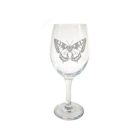 

18 oz Butterfly Engraved Wine Glass