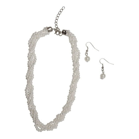 Faux Pearl Like Necklace With Earring Set