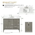 thumbnail image 4 of Vanity Art 42" Double Door Bathroom Vanity with Sink, Freestanding Storage Cabinet with Engineered Marble Top, Flip Down Tray, Drawer, and Shelf, 4 of 6