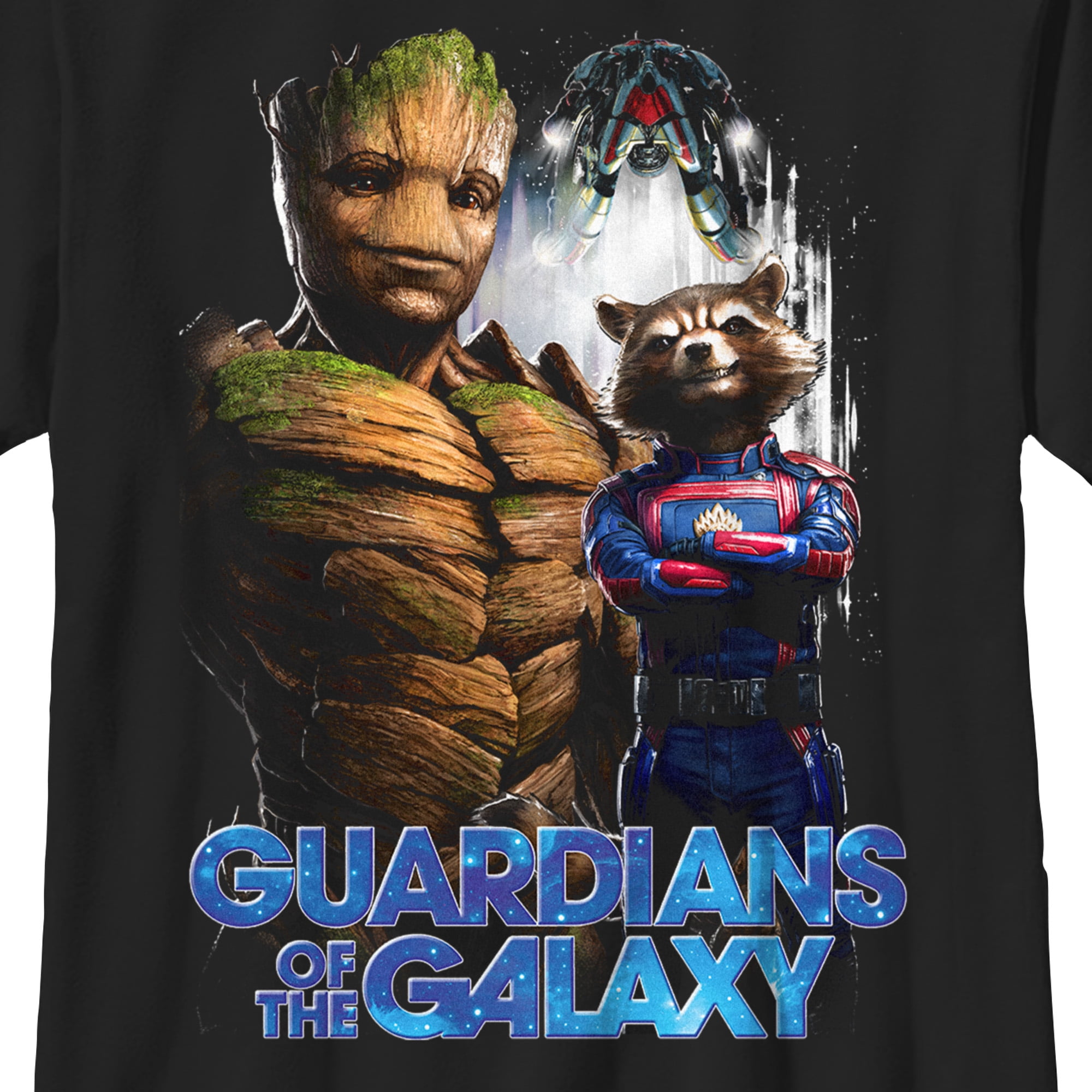 Boy\'s Guardians of the Rocket and Vol. Black Galaxy Groot Graphic Large 3 Tee Poster