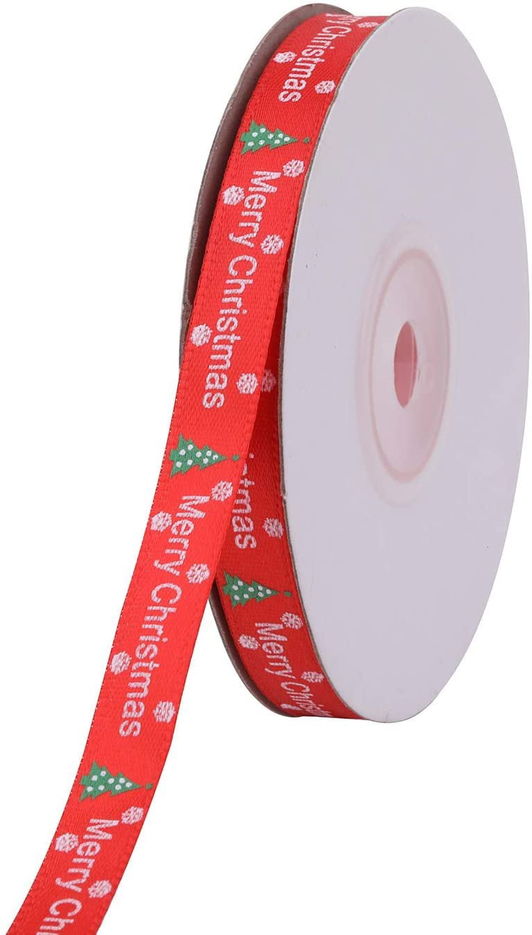 Nuluxi Christmas Grosgrain Printed Ribbon Printed Merry Christmas Ribbons Crafts Christmas Satin Ribbon with Snowflake Pattern Wonderful Christmas Decoration Perfect for DIY Gift Wrapping Word 