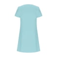 thumbnail image 5 of ClodeEU Women's Simple T Shirt Loose Dress,Cut Out Neckline,Short Sleeve Casual Mini Dress A-Light Blue,Womens Plus S, 5 of 6