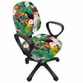 thumbnail image 1 of Colorful Office Chair Slipcover, Exotic Composition of Bird Toucan Parrot Hoopoe Palm Leaves and Hibiscus Flowers, Protective Stretch Decorative Fabric Cover, Standard Size, Multicolor, by Ambesonne, 1 of 5