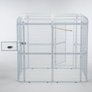 Walnest Extra Large White Bird Outdoor Iron Aviary Doves Cage,Heavy Duty Parrot cage Walk in Aviary Flight Pet Offer(86.40 x 63.60 x 81.60 Inches)