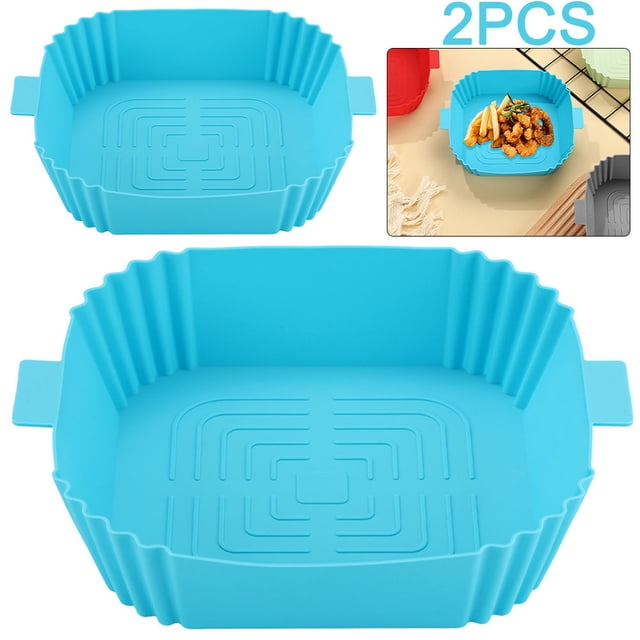 Bandeja para Freidora Aire Con Disco Antiadherente Molde Cuadrado para Pasteles Herramienta Casera (azul) 2 Uds.