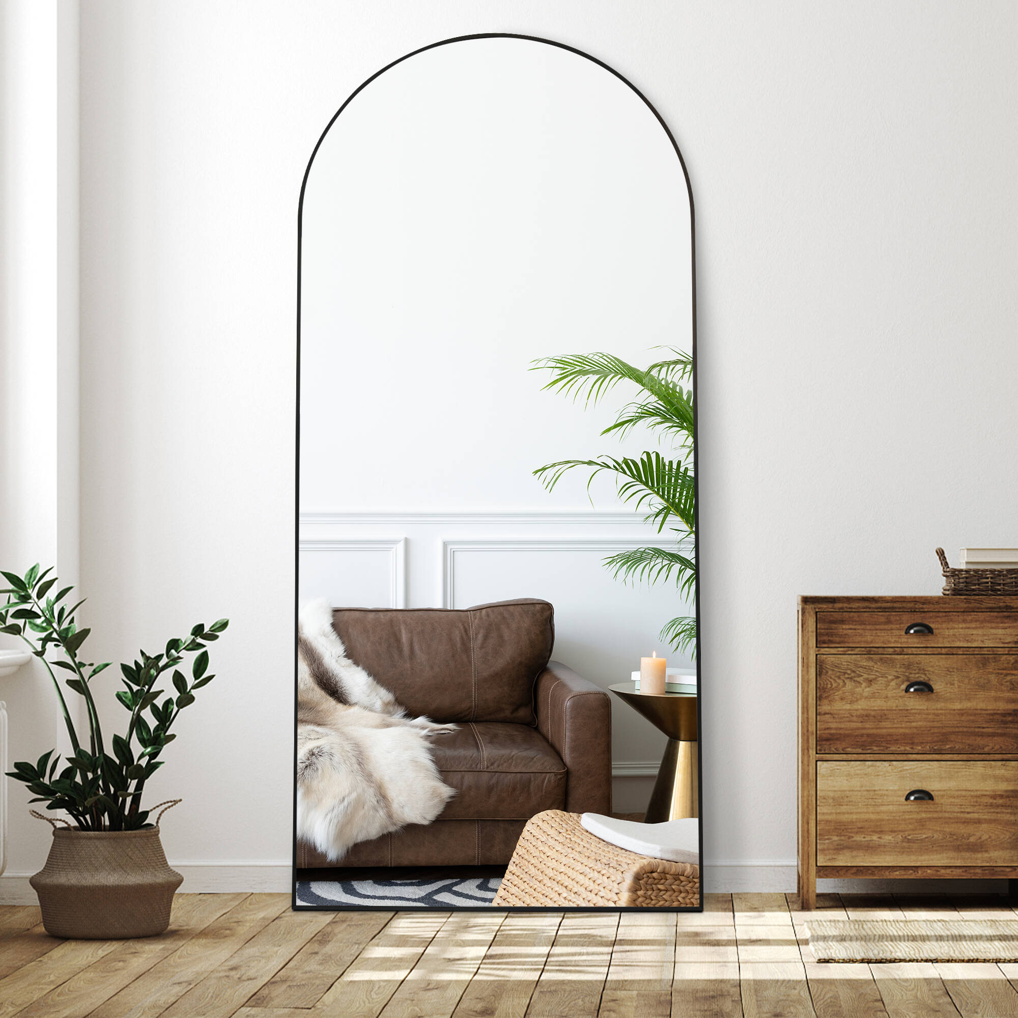 Missfaho Arch Full Length Mirror Floor Mirror WallMounted Mirror with
