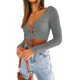 thumbnail image 3 of Sunloudy Suéter de color sólido para mujer, blusas cortas sin espalda de manga larga con cuello en V profundo, S / M / L / XL Sunloudy moda, 3 of 6